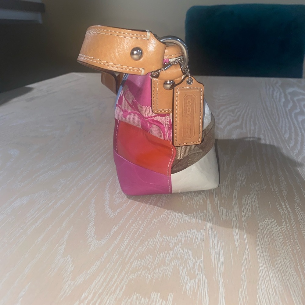 Coach Patchwork Signature Collection Pink, Blue, and Tan combo Shoulder bag - Picture 3 of 15